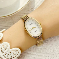 Women's Oval Gold Stainless Steel Mini Watch