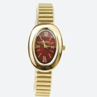Women's Oval Gold Watch with Alloy Bracelet, Small Quartz Dial