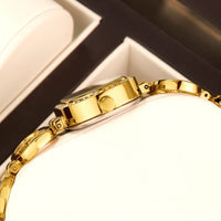 Women's Oval Gold Watch with Graphic Bracelet