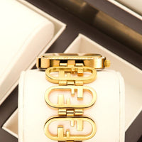 Women's Oval Gold Watch with Graphic Bracelet