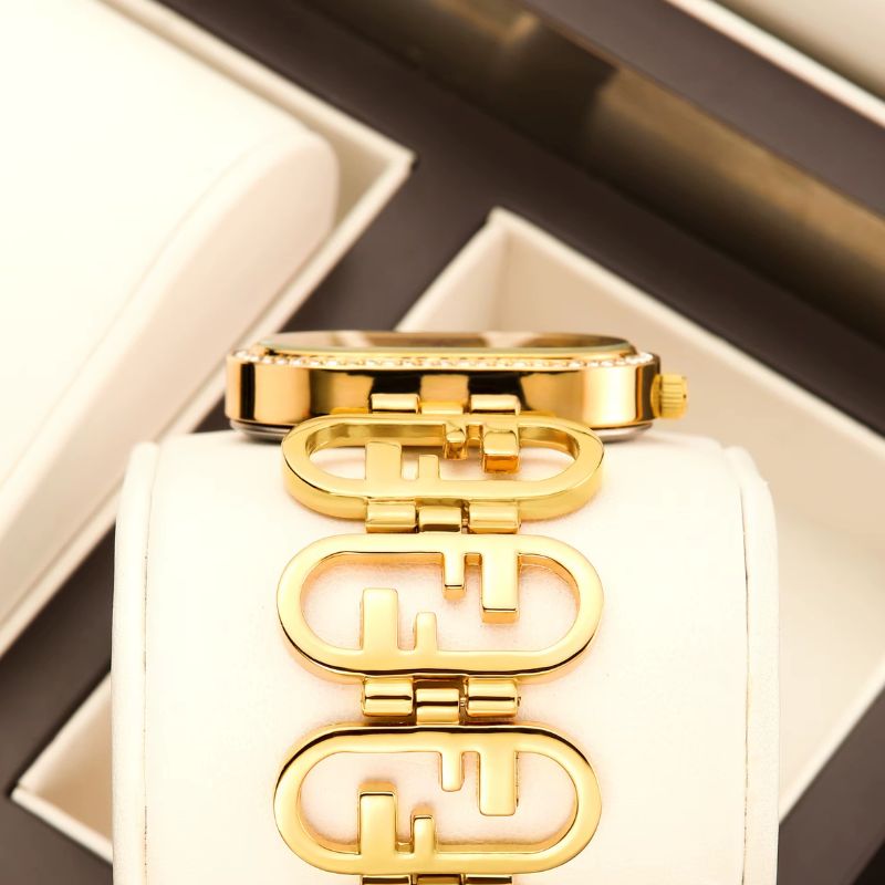 Women's Oval Gold Watch with Graphic Bracelet