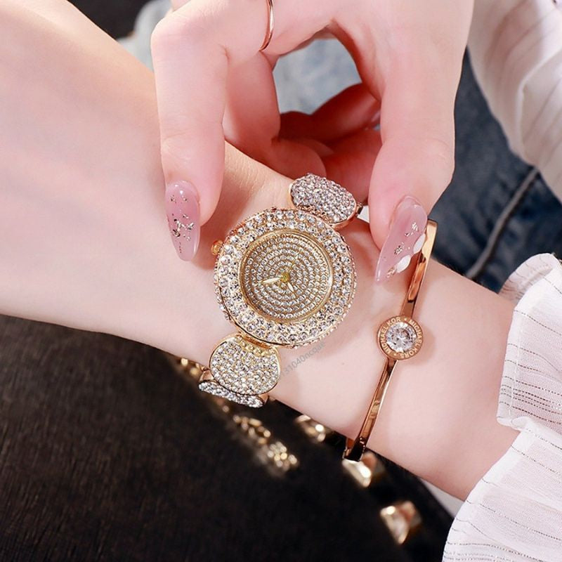 Women's Quartz Watch Entirely Covered in Rhinestones