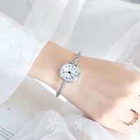 Women's Retro Round Quartz Watch in Steel