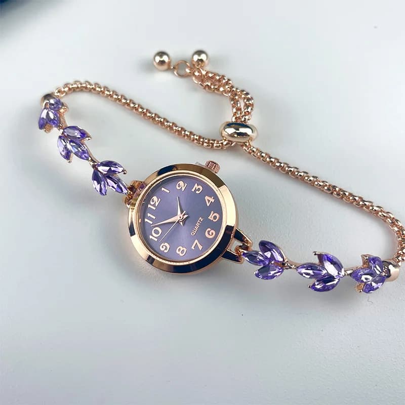 Elegant Round Rhinestone Women's Watch