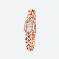 Elegant Women's Quartz Watch with Oval Dial Set with Rhinestones and Crystals