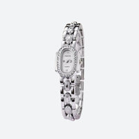 Elegant Women's Quartz Watch with Oval Dial Set with Rhinestones and Crystals