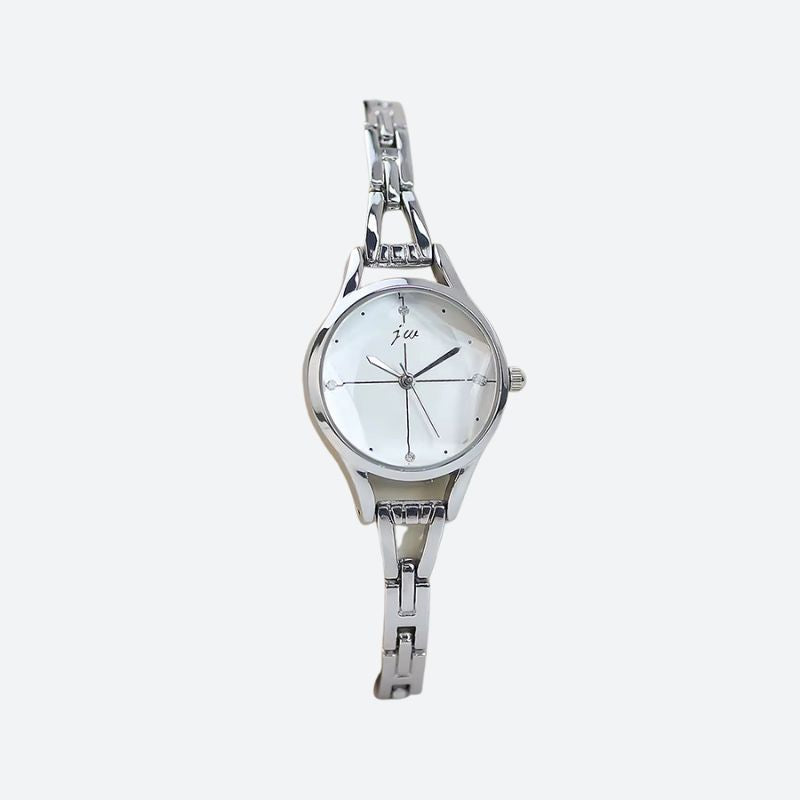 Elegant Women's Quartz Watch with Clean Dial and Link Bracelet Image