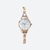 Elegant Women's Quartz Watch with Clean Dial and Link Bracelet