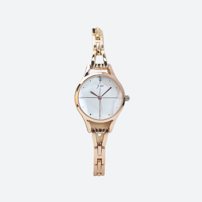 Elegant Women's Quartz Watch with Clean Dial and Link Bracelet Image