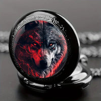 Men's Quartz Pocket Watch, Engraved Animal Design