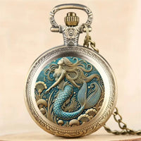 Vintage Bronze Mermaid Men's Pocket Watch