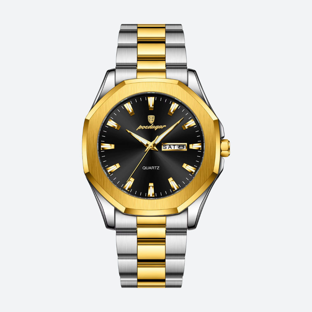 Men's Two-Tone Steel Quartz Watch, Day/Date Image