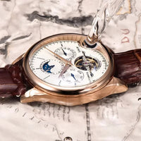 Men's Automatic Watch with Moon Phase and Open-Heart Design