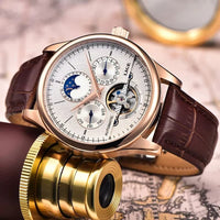 Men's Automatic Watch with Moon Phase and Open-Heart Design