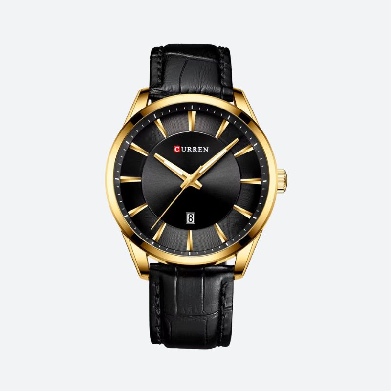 Elegant Men's Leather Quartz Watch Image