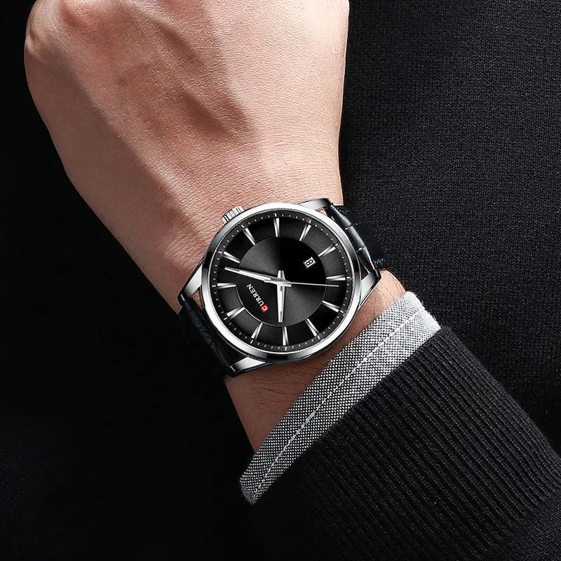Elegant Men's Leather Quartz Watch