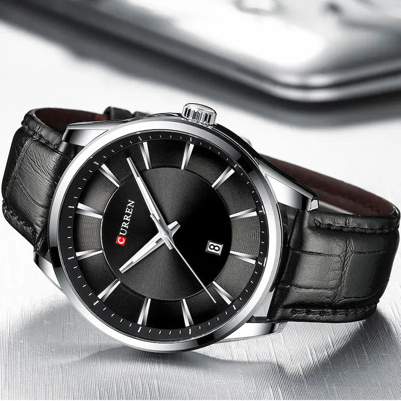 Elegant Men's Leather Quartz Watch