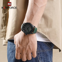 Men's Leather Sport Watch, Military Style