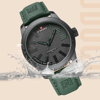 Men's Leather Sport Watch, Military Style
