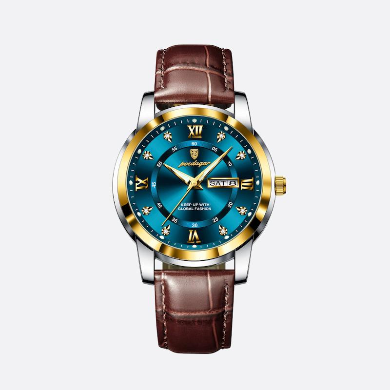 Elegant Men's Quartz Watch with Leather Strap