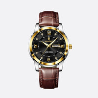 Elegant Men's Quartz Watch with Leather Strap