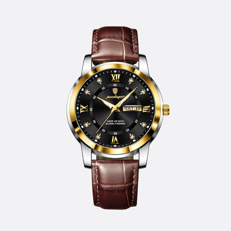 Elegant Men's Quartz Watch with Leather Strap Image
