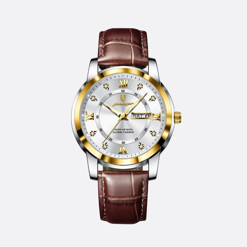 Elegant Men's Quartz Watch with Leather Strap