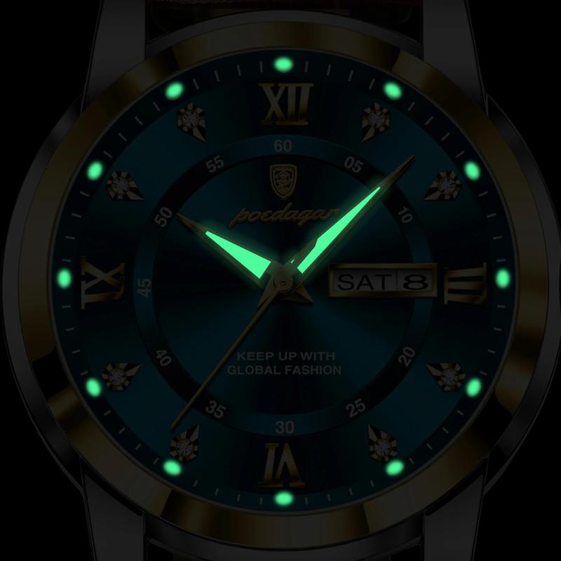 Elegant Men's Quartz Watch with Leather Strap