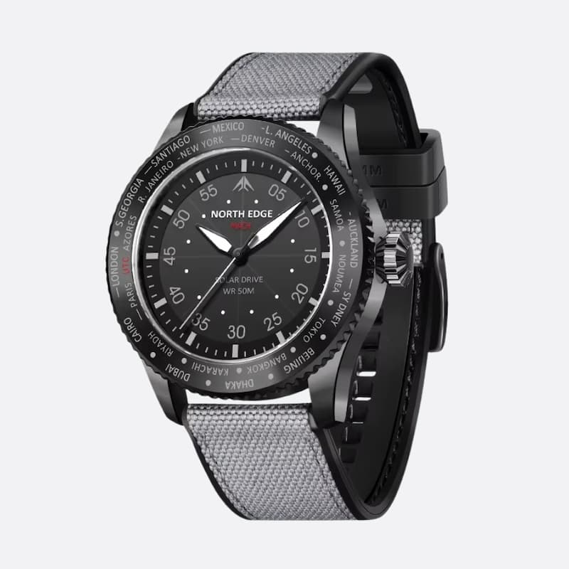 Men's Solar Aviator Watch with 43mm Dial and Nylon Strap