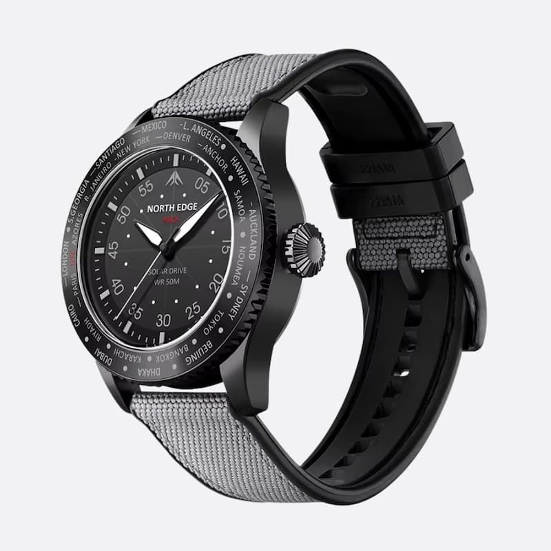 Men's Solar Aviator Watch with 43mm Dial and Nylon Strap
