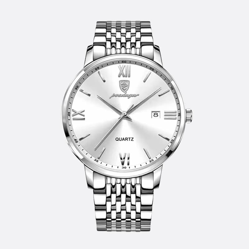 Ultra-thin men's watch in steel, minimalist design