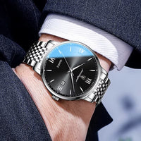 Ultra-Thin Men's Watch in Steel, Minimalist Design