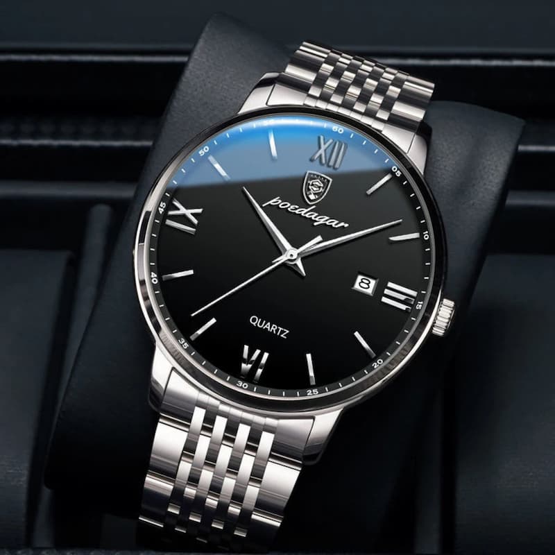 Ultra-Thin Men's Watch in Steel, Minimalist Design