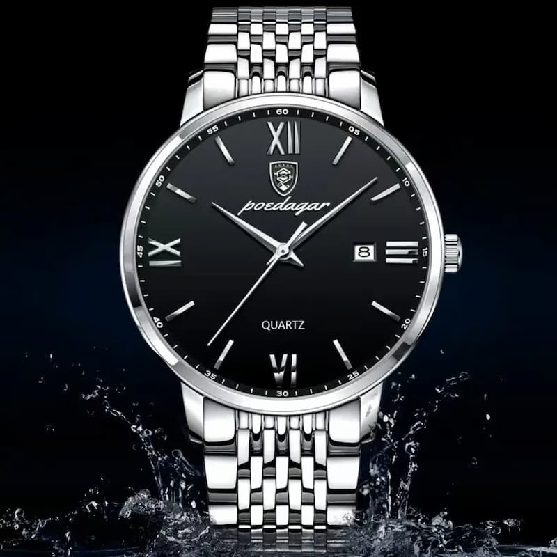 Ultra-Thin Men's Watch in Steel, Minimalist Design