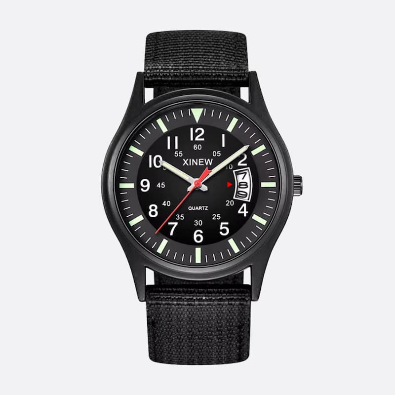 Men's Vintage Military Quartz Watch with Nylon Strap, 41mm