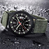 Men's Vintage Military Quartz Watch with Nylon Strap, 41mm