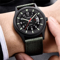Men's Vintage Military Quartz Watch with Nylon Strap, 41mm