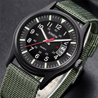 Men's Vintage Military Quartz Watch with Nylon Strap, 41mm