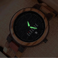 Men's Watch in Natural Wood, Multifunctional Dial