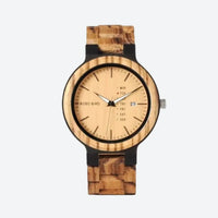 Men's Watch in Natural Wood, Multifunctional Dial
