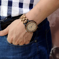 Men's Watch in Natural Wood, Multifunctional Dial