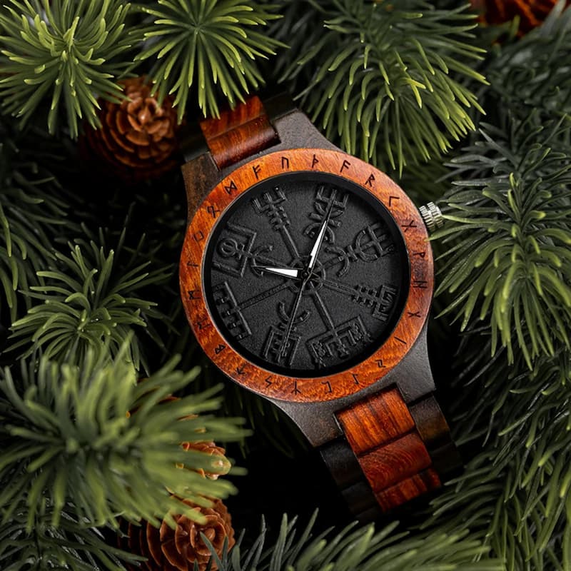 Men's Black Viking Wooden Watch