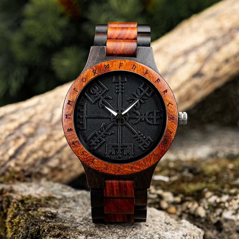 Men's Black Viking Wooden Watch