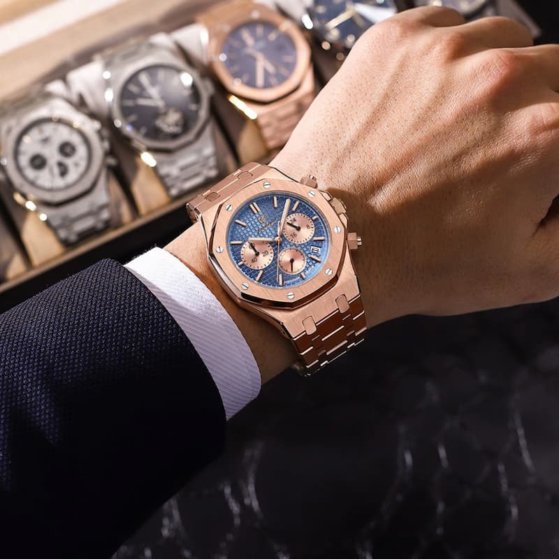 Luxury Men's Chronograph Watch, Textured Dial
