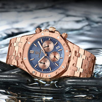 Luxury Men's Chronograph Watch, Textured Dial