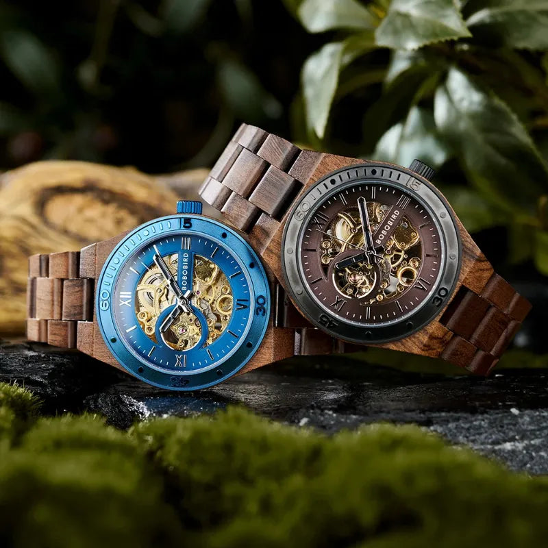 Men's Wooden Mechanical Watch - Natural Craftsmanship