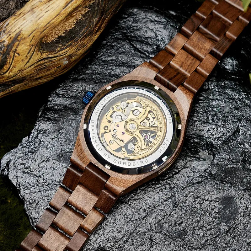 Men's Wooden Mechanical Watch - Natural Craftsmanship
