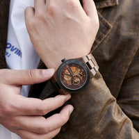 Men's Wooden Mechanical Watch - Natural Craftsmanship
