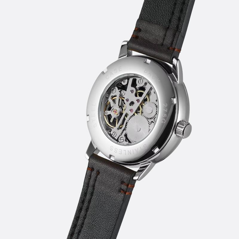 Men's Mechanical Watch with Leather Strap, Manual Winding