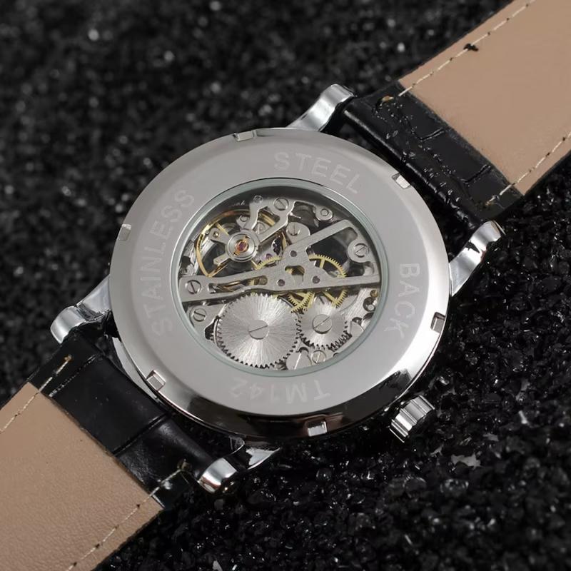 Men's Mechanical Watch with Roman Numerals, Manual Winding